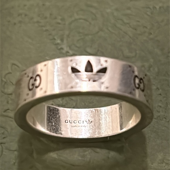 Gucci x Adidas Engraved Interlocking G Ring Ag 925